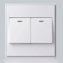 西蒙56C系列双开单控开关,安全耐用带荧光开关,纯白极薄开关面板