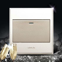 西蒙56C香槟金单开双控开关,简约时尚双控开关,超强阻燃开关面板