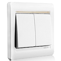 西蒙55系列双开双控开关,雅白色简约百搭开关,安全耐用带荧光条开关