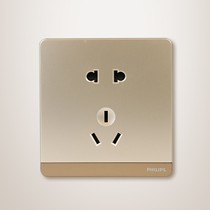 飞利浦香槟金电源插座,抗压耐高温五孔开关插座,多重防伪五金建材