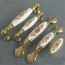 KABO中式复古拉手,真金金花陶瓷锌合金把手,型号:9831