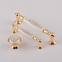 金色调欧式柜门把手,锌合金移门拉手型号M828,蒙师精致镶钻拉手