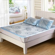 沁心宜人冰丝提花凉席,水星家纺空调凉席三件套,1米5双面环保席