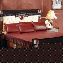 纯牛皮包边空调软席,整张无拼接牛皮席,爱斯基摩人无折痕凉席三件套