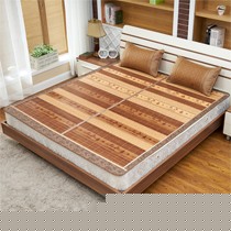 头层青竹编织凉席,碳化镜面折叠式竹席,江泰绣花绸缎包边无毛刺席子