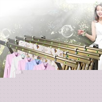 L702香槟色户外推拉衣架,恰咖铝制伸缩晾衣架,阳台折叠多功能晒衣架