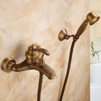 铭凯仿古全铜可旋转单把双控花洒,欧式手持花洒,型号: MK-0928