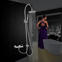 苏泊尔不锈钢淋浴花洒,挂墙式双花洒龙头,顶喷淋浴花洒型号: 210113-01-LS