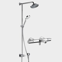 汉斯格雅带升降单花洒龙头套装,单把双控挂墙式花洒,型号: 26521400+71242007