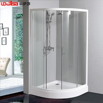 Louisa/璐伊莎牌弧扇型淋浴房,LS302型烤漆移门淋浴房,3C认证全钢化玻璃