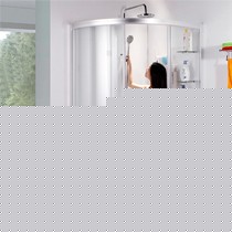 简艺品牌现代开放式简易淋浴房,弧扇形不锈钢整体浴房,型号: WX519105