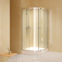 迪玛弧扇形简易淋浴房,双移门式设计美观实用,透明钢化玻璃防爆自洁