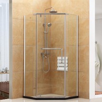 朗司开放式钢化玻璃淋浴房,弧扇形推拉门不锈钢把手淋浴房,型号: RS9709B
