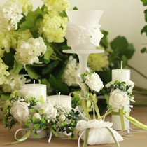 白色玫瑰香薰蜡烛,鸟与花家XX016系列蜡烛四件套,纯天然无烟蜡烛绿色环保