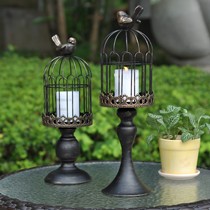 盈点罗马镂空烛台,黑金色鸟笼蜡烛,欧式餐桌装饰摆件