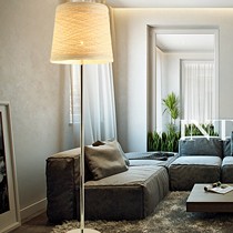 居度品牌北欧宜家藤编环保落地灯,铁艺脚踏开关客厅灯具,型号: LDD0006