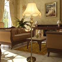 美尔达绣花灯罩创意落地灯,家装客厅卧室节能落地灯,型号:LO-25