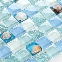 欧纳饰,地中海蓝色马赛克,天然贝壳装饰,水晶冰裂马赛克,型号: 贝壳C87