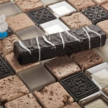 KASARO复古洞石石材马赛克,客厅中式雕花马赛克,型号KSL-1306