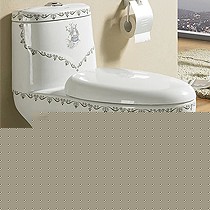 马狮时尚欧式复古座便器,陶瓷虹吸式连体青花马桶,型号: 0970