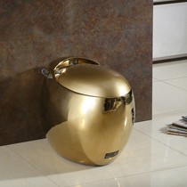 大卫伯爵地排式纯金色马桶,瓷质智洁釉鸡蛋形坐便器,型号JD-001