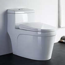 DGPOSY白色落地排式便器,自洁釉料静音旋转抽水马桶,型号:9006