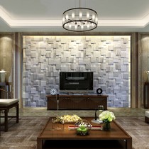 优诗蓝灰色电视墙石材,复古文化石凹凸感材质,内墙光面可定制马赛克