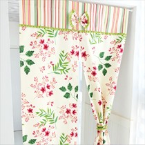 亮马家纯棉帆布双开门拼接穿杆挂帘,韩式田园印花布艺门帘