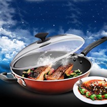 苏泊尔铝合金平底炒锅,可视盖无油烟锅,EC34FP01不粘锅具
