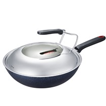 无油烟不粘锅30cm,炊大皇炒锅超强导热锅底A1C,厨房锅具燃气电磁炉通用