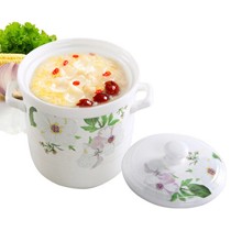 顺祥陶瓷平底炖锅,455151工艺贴花煲汤锅,骨玉瓷隔水炖锅