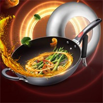 火龙眼新不粘炒锅,爱仕达磁通无油烟锅具,波纹式加热铝合金炒锅