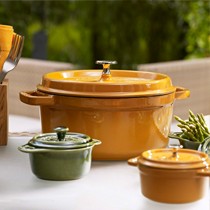 STAUB厨房炖锅,珐琅铸铁锅具,圆形不粘锅煲汤锅