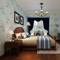 百轮卧室无纺布花纹壁纸,BL10034-J美式田园家居装饰印花墙纸