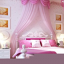 韩式田园粉色小碎花墙纸,温馨卧室无纺布壁纸,图尚清新印花墙纸