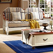 地中海实木布艺组合沙发,诗帝轩美式布艺沙发,地中海实木楸木沙发组合233型号