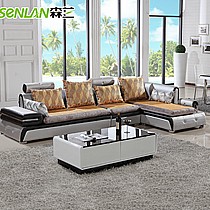 森兰皮布结合沙发,2014新款竹席沙发,转角小户型布艺沙发,现代简约沙发,冬夏两用沙发PB006#