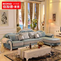 橡木雕花布艺沙发,伯加德欧式实木整装客厅沙发,型号: P-09