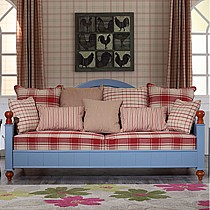 地中海田园布艺沙发,布艺实木沙发,卡伊莲小户型布沙发AT08SF