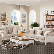 SF007卡伊莲地中海田园布艺沙发椅,1+2+3客厅桦木沙发组合