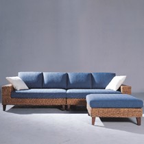 编织王国东南亚风情客厅沙发,四人位布艺沙发,藤艺制作质感独特