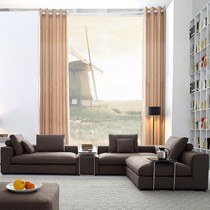 欧宜家简约沙发组合,羽绒坐垫转角客厅沙发,大户型家居必备品