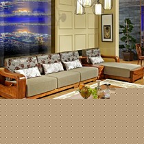 盛唐古韵中式L形实木沙发组合,多功能品质奢华高档布艺沙发,货号S303