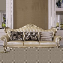 梵可可皮艺雕刻沙发,客厅三人位实木框架橡木沙发,型号: 8817