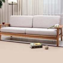 维莎原木实木布艺三人环保沙发,可拆洗原木色沙发组合,型号: w0613