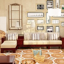 华日家居布艺实木沙发组合,现代中式转角沙发带脚踏凳,型号: SF4110可自由组合沙发