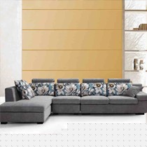 时尚布艺客厅转角组合,皇朝水墨蓝色沙发,南韩植绒面料沙发套组