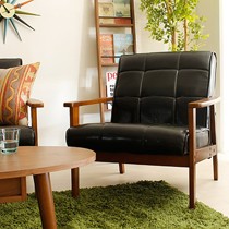 思捷家居黑色皮艺沙发,单人实木沙发,桦木沙发椅型号: 0993