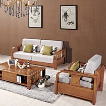 华宜居布艺实木客厅沙发组合,防滑耐磨带储物柜沙发套装,型号:821-aa