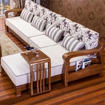 华宜居现代中式沙发组合,多功能储物沙发套装,k828布艺防滑沙发实木